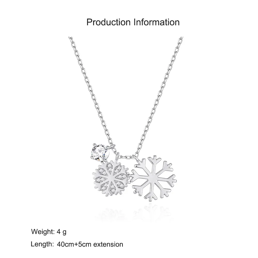 925 Sterling Silver Double CZ Snowflake Necklace 80200481 - image2
