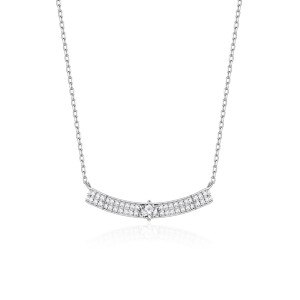 925 Sterling Silver Zircon Wave Choker Necklace 80200482