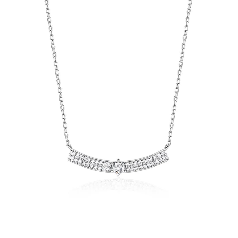 925 Sterling Silver Zircon Wave Choker Necklace 80200482