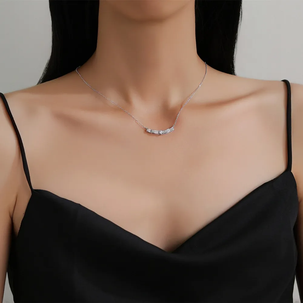 925 Sterling Silver Zircon Wave Choker Necklace 80200482 - image1