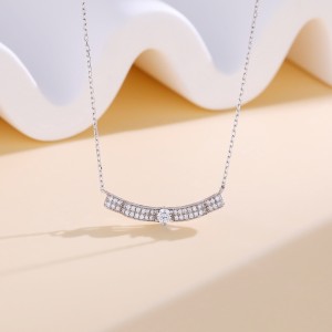 925 Sterling Silver Zircon Wave Choker Necklace 80200482