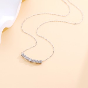 925 Sterling Silver Zircon Wave Choker Necklace 80200482