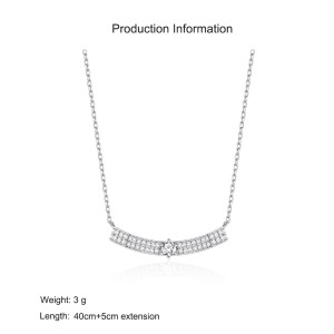 925 Sterling Silver Zircon Wave Choker Necklace 80200482