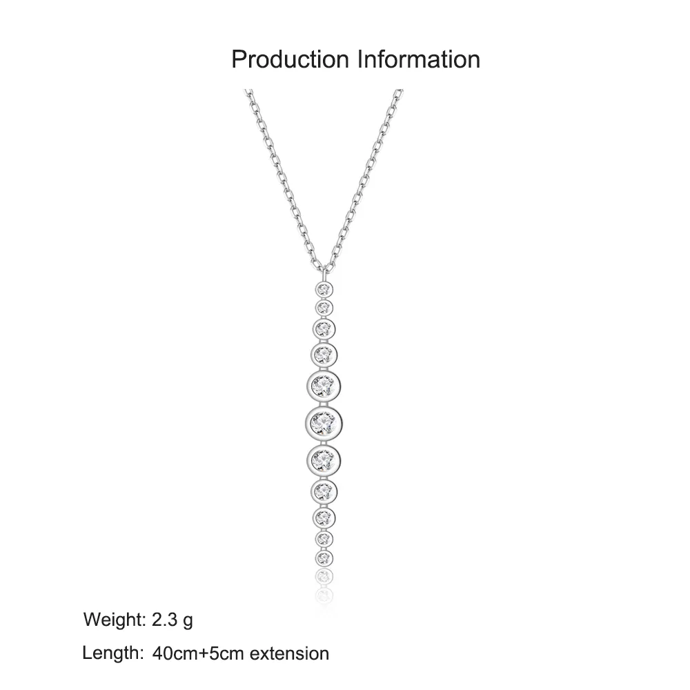 925 Sterling Silver Round Zircon Tassel Pendant Necklace 80200483 - image2