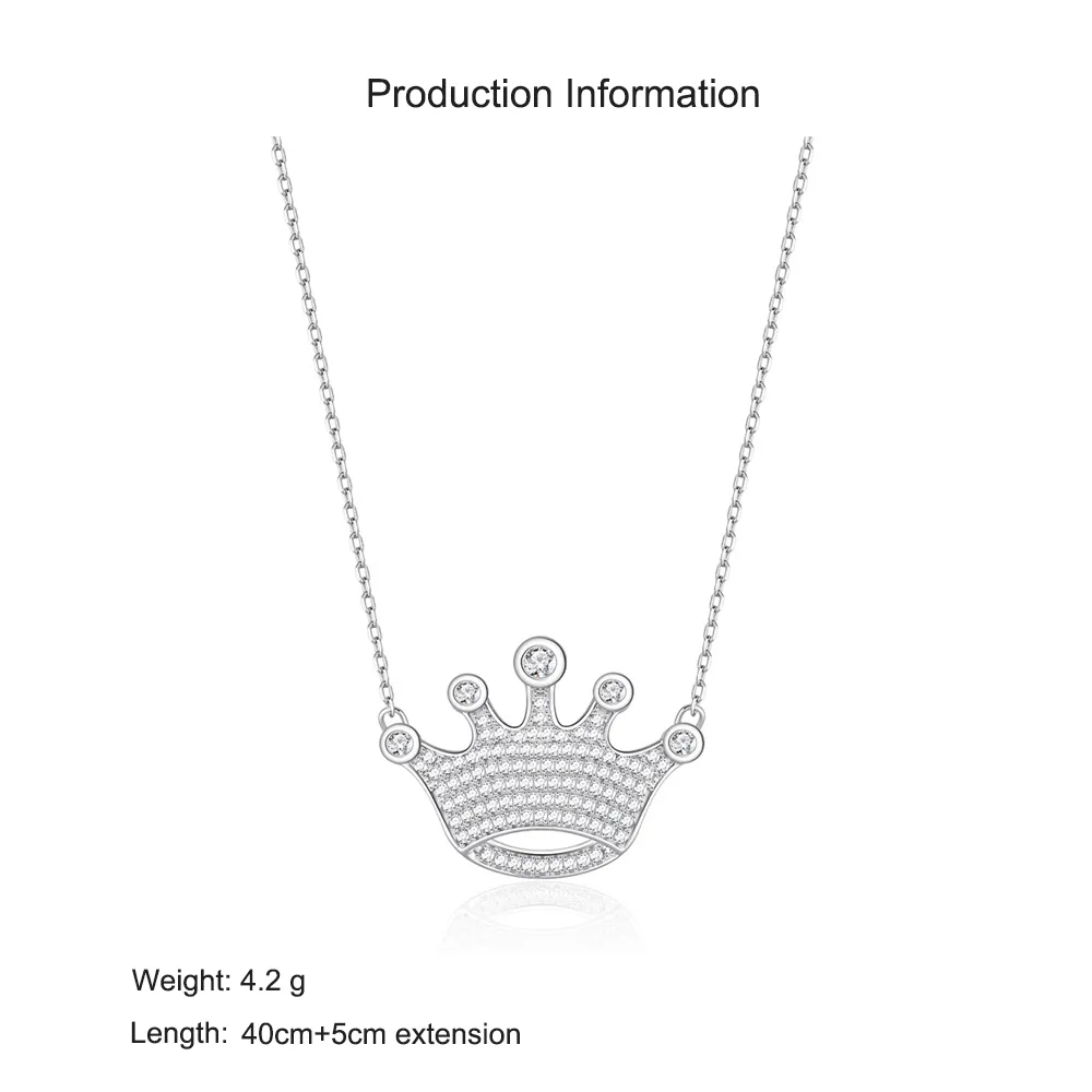 925 Sterling Silver Full Pave CZ Crown Necklace 80200484 - image2