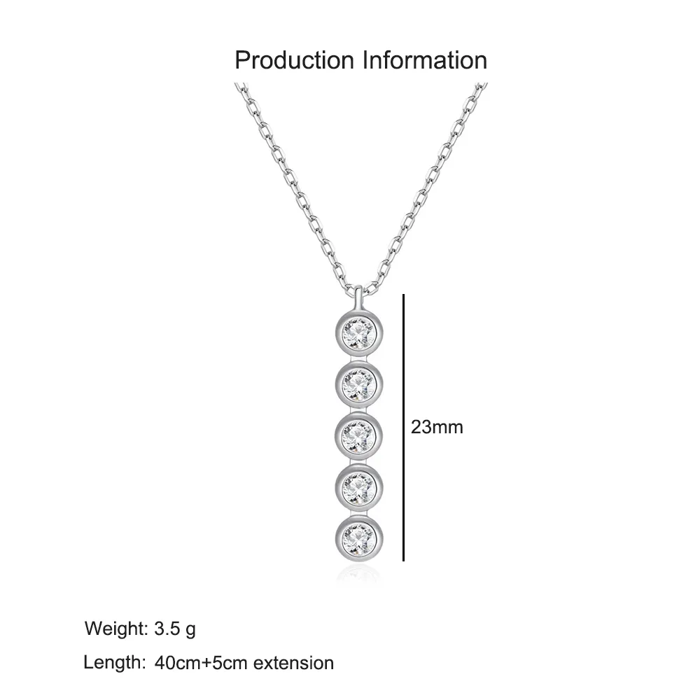 925 Sterling Silver Five-Stone Pendant Necklace 80200488 - image2