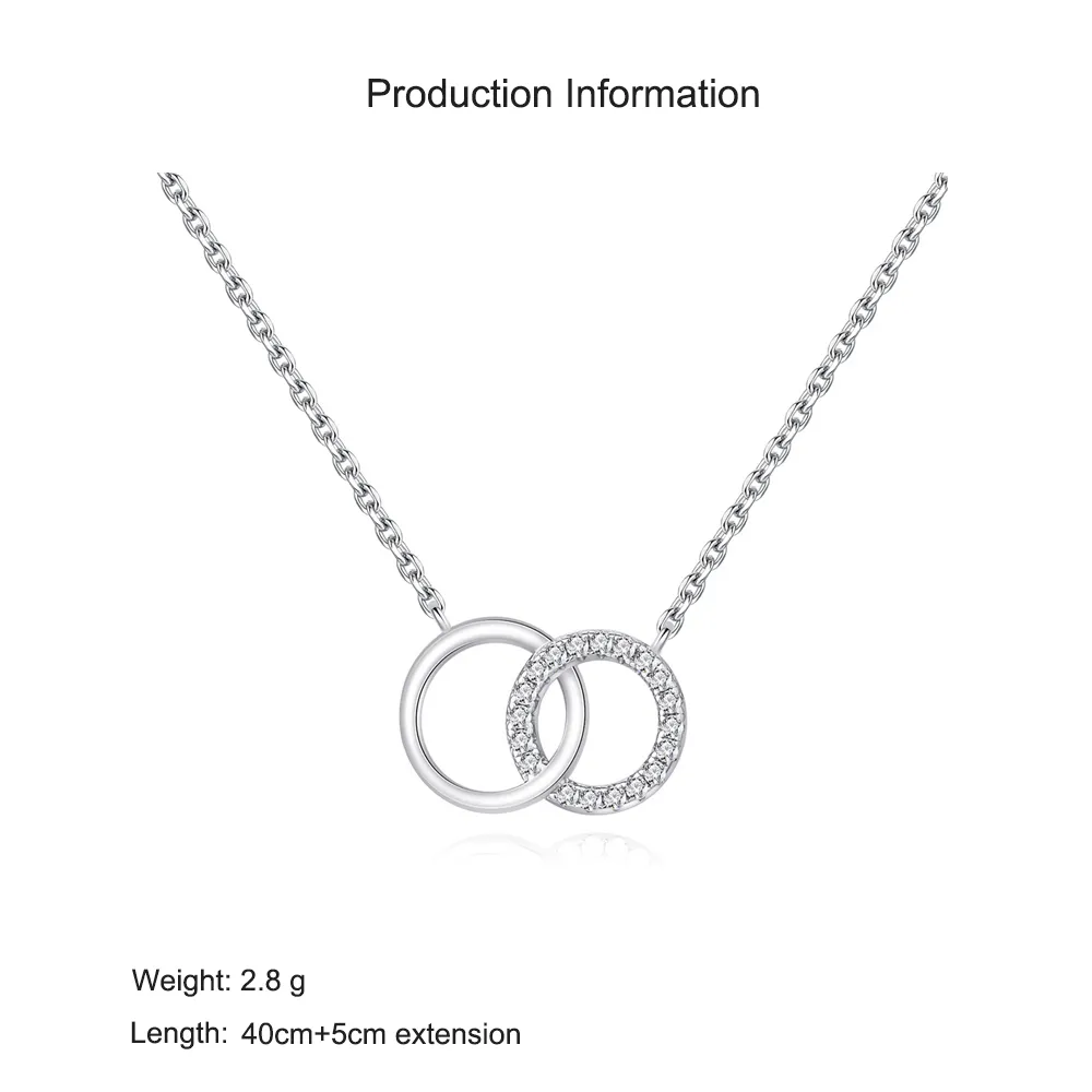 925 Sterling Silver Double Circle Pendant Necklace 80200492 - image2