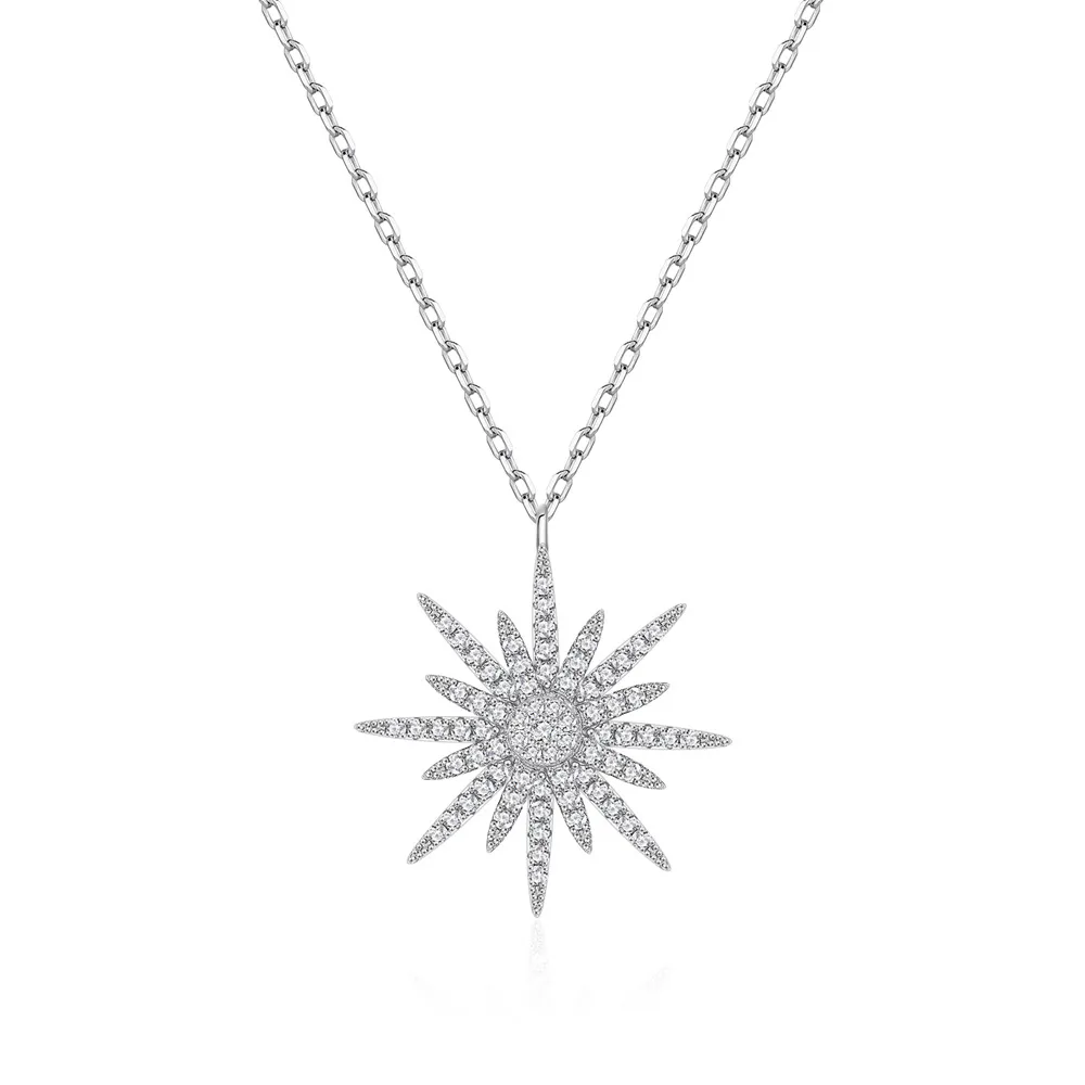 925 Sterling Silver Zircon Starlight Pendant Necklace 80200493