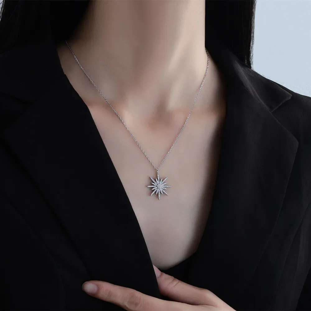 925 Sterling Silver Zircon Starlight Pendant Necklace 80200493 - image1