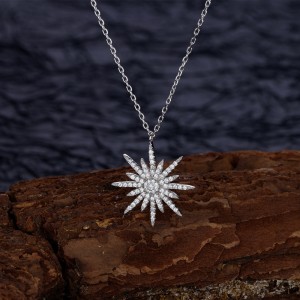 925 Sterling Silver Zircon Starlight Pendant Necklace 80200493