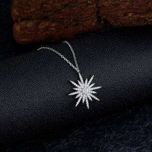 925 Sterling Silver Zircon Starlight Pendant Necklace 80200493