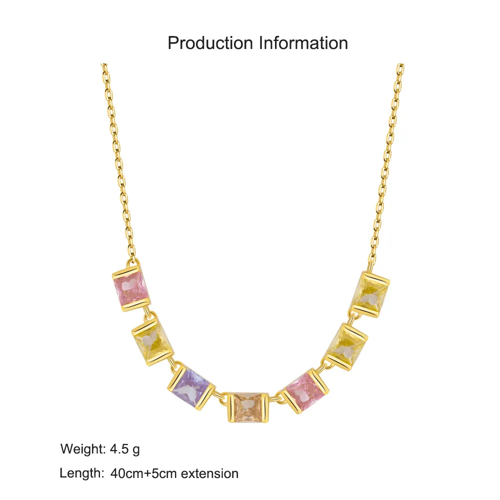 925 Sterling Silver Colorful Cube Pendant Necklace 80200495 - image2
