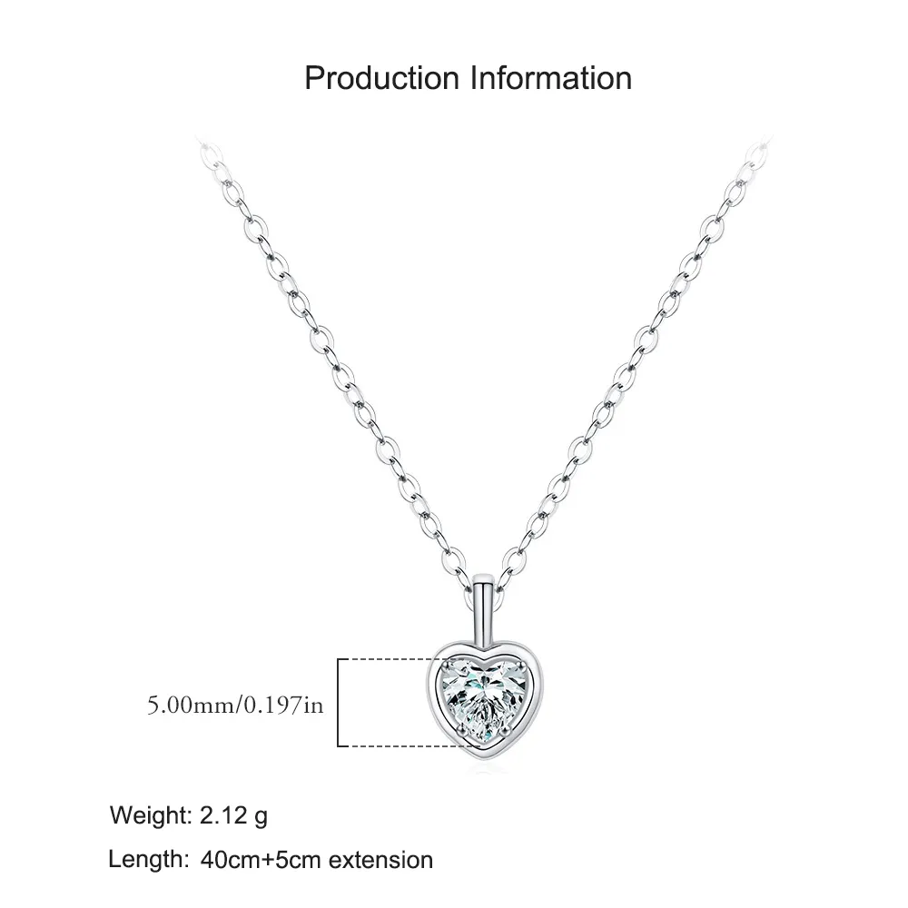 925 Sterling Silver Zircon Heart Pendant Necklace 80200498 - image2