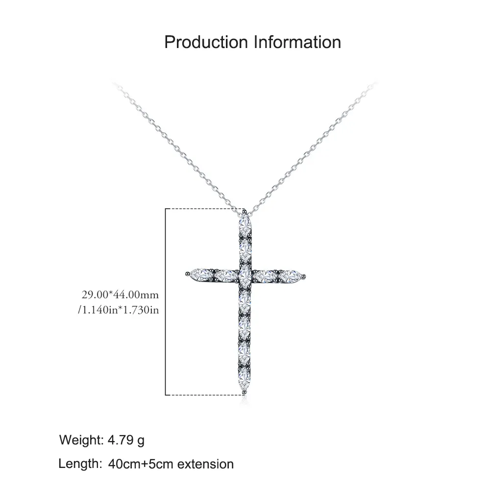 925 Sterling Silver Gothic Zircon Cross Pendant Necklace 80200501 - image2