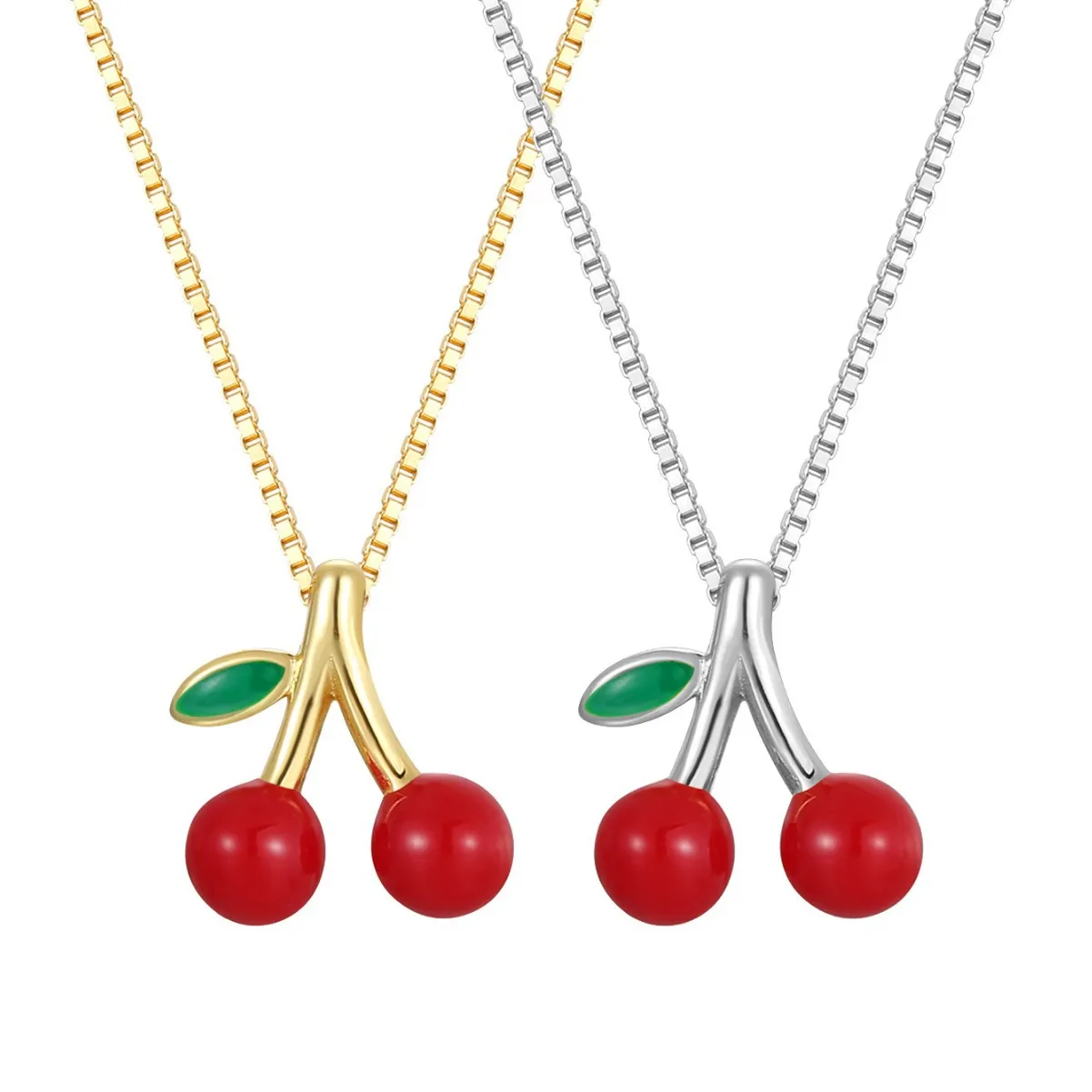 925 Sterling Silver Red Cherry Pendant Necklace 80200503