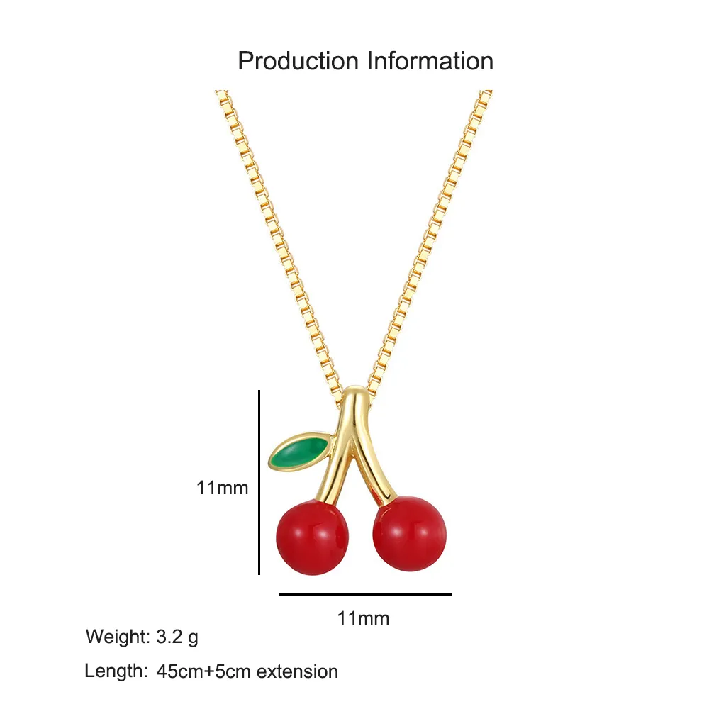 925 Sterling Silver Red Cherry Pendant Necklace 80200503 - image2