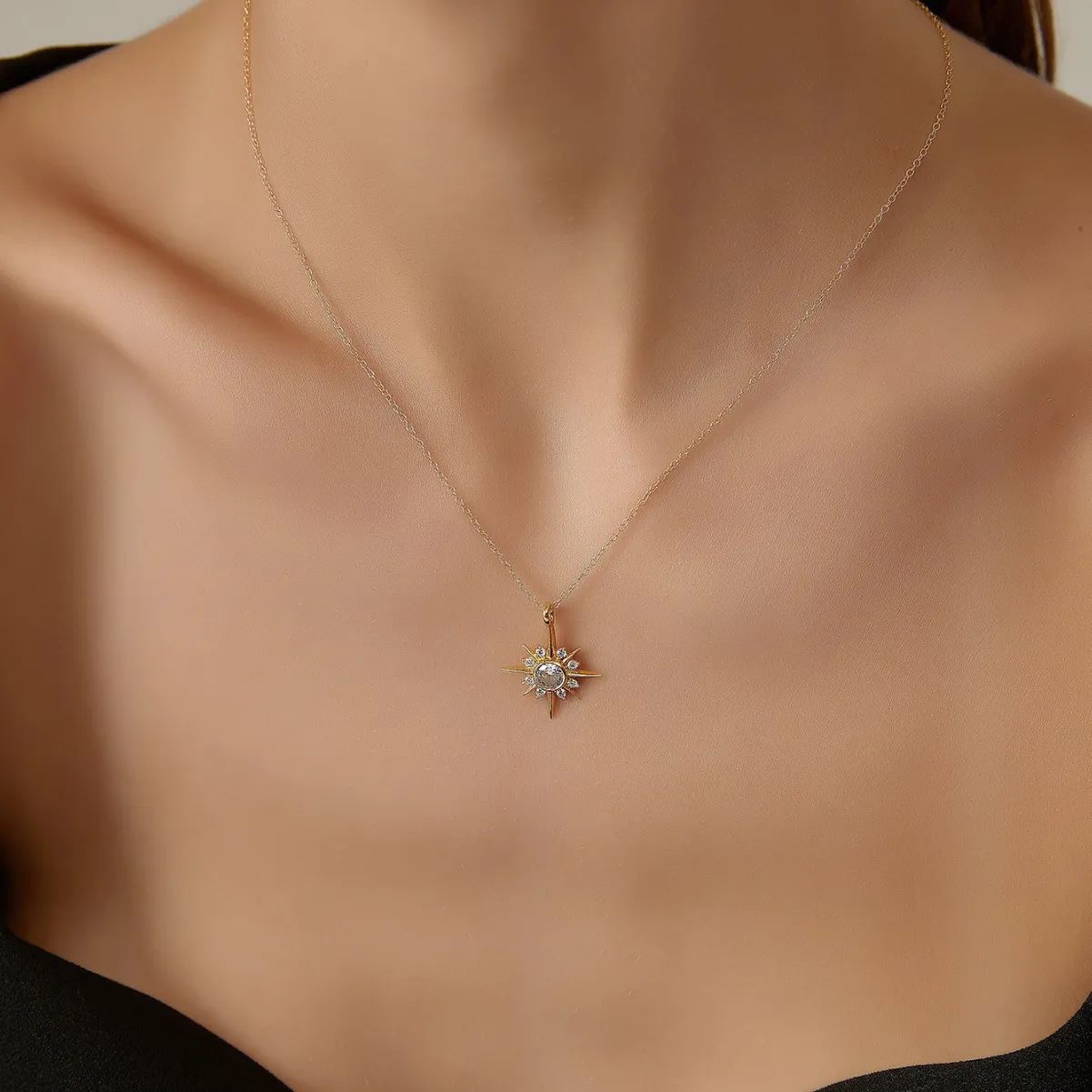 925 Sterling Silver Eight-Pointed Star Zircon Pendant Necklace 80200505 - image1