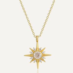 925 Sterling Silver Eight-Pointed Star Zircon Pendant Necklace 80200505