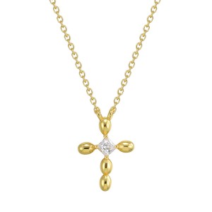 925 Sterling Silver Zircon Cross Pendant Necklace 80200506