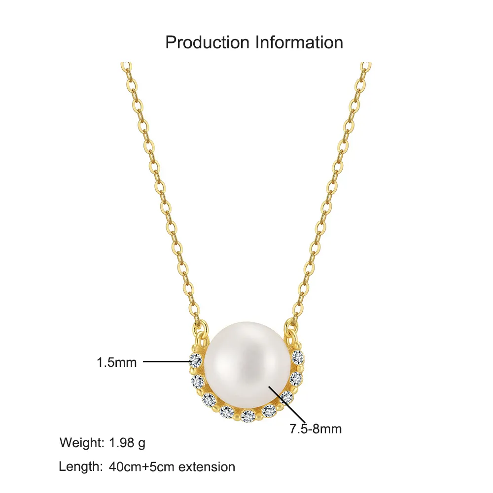 925 Sterling Silver Pearl Zirconia Necklace 80200507 - image2