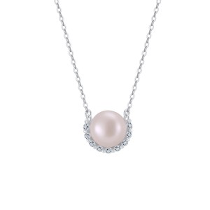 925 Sterling Silver Pearl Zirconia Necklace 80200507
