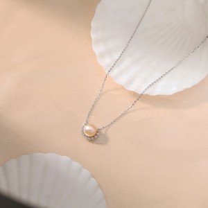 925 Sterling Silver Pearl Zirconia Necklace 80200507