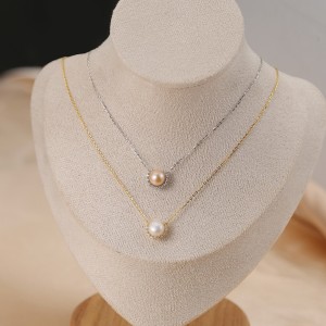 925 Sterling Silver Pearl Zirconia Necklace 80200507
