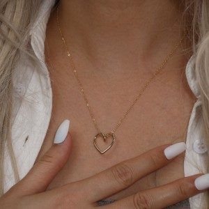 925 Sterling Silver Minimalist Heart Choker Necklace 80200508