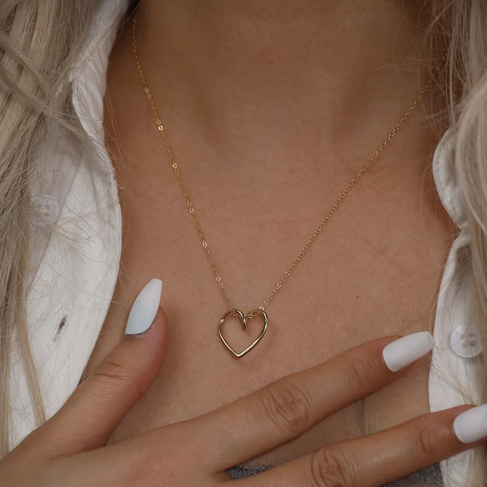925 Sterling Silver Minimalist Heart Choker Necklace 80200508 - image1