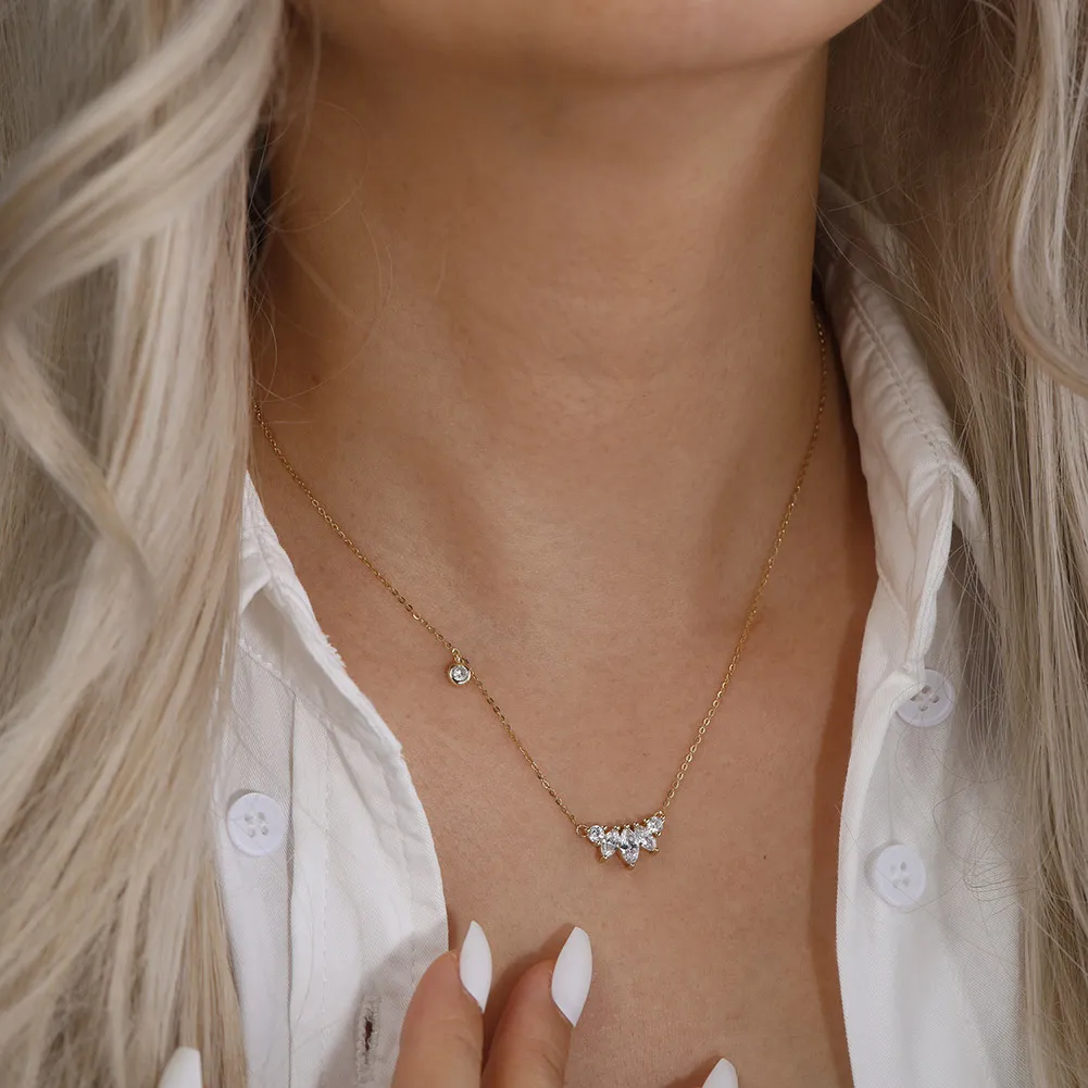 925 Sterling Silver Marquise Zircon Pendant Necklace 80200510 - image1