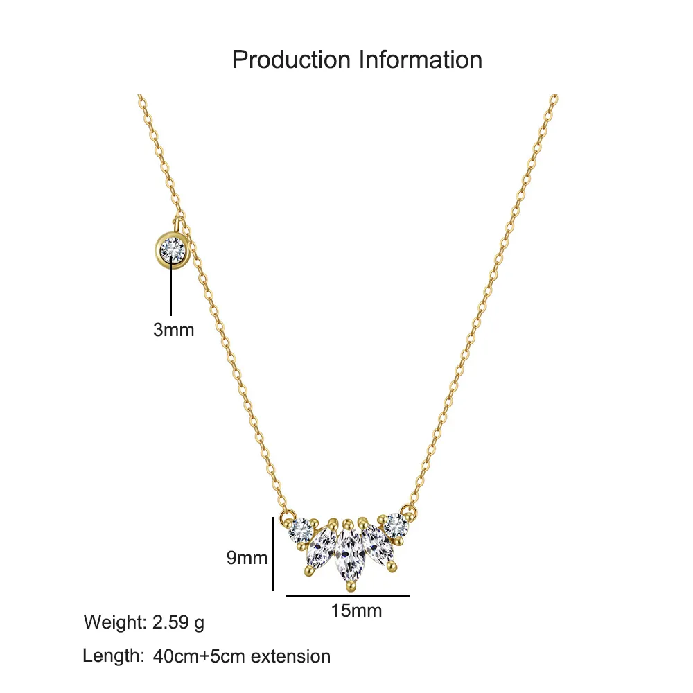 925 Sterling Silver Marquise Zircon Pendant Necklace 80200510 - image2
