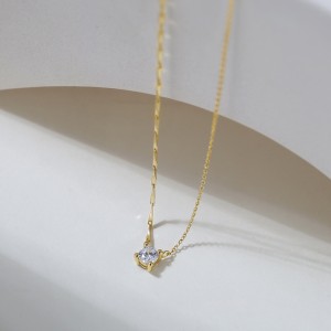 925 Sterling Silver Sunflower Link Zircon Necklace 80200511