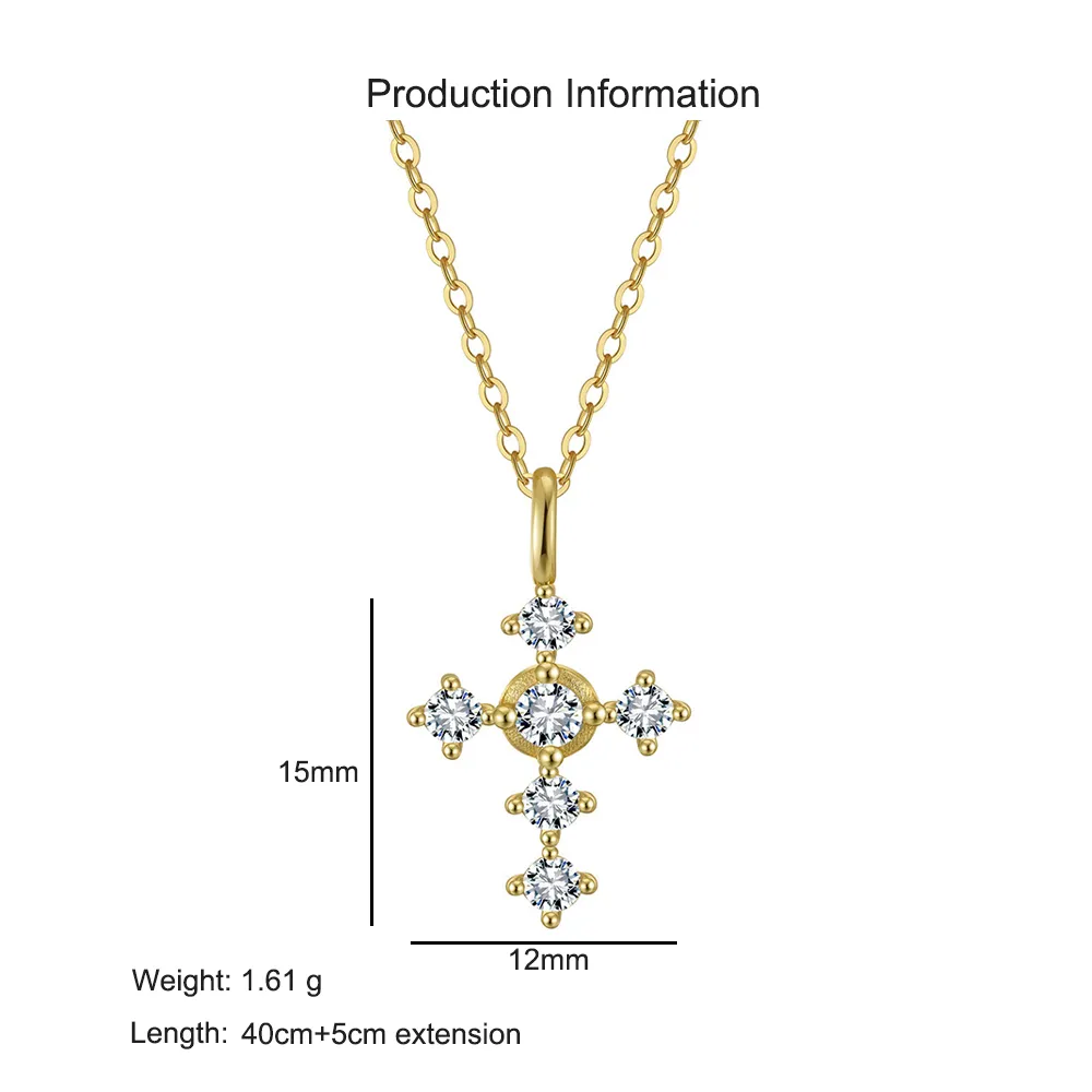 925 Sterling Silver Zirconia Cross Necklace 80200513 - image2