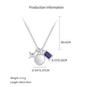 925 Sterling Silver DIY Geometric Star Coin Charm Necklace 80200516