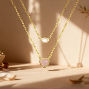 925 Sterling Silver Layered Shell Heart Pendant Necklace 80200517 925 Sterling Silver Layered Shell Heart Pendant Necklace 80200517