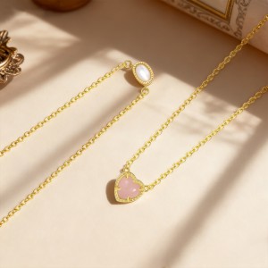 925 Sterling Silver Layered Shell Heart Pendant Necklace 80200517 925 Sterling Silver Layered Shell Heart Pendant Necklace 80200517