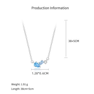 925 Sterling Silver Blue Purple CZ Cluster Necklace 80200520