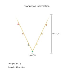 925 Sterling Silver Rainbow CZ Cross Charm Double Chain Necklace 80200522