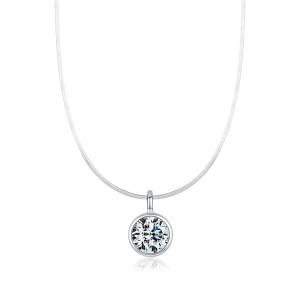 925 Sterling Silver Bezel Solitaire Bubble Zirconia Snake Chain Necklace 80200523 925 Sterling Silver Bezel Solitaire Bubble Zirconia Snake Chain Necklace 80200523