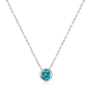 925 Sterling Silver Paraiba Blue Bezel Necklace 80200524