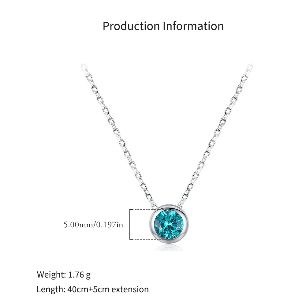 925 Sterling Silver Paraiba Blue Bezel Necklace 80200524 - image2