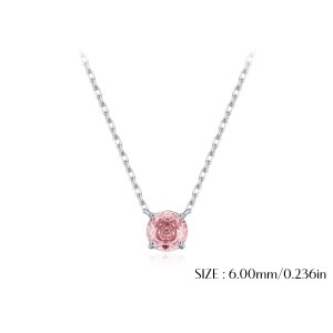 925 Sterling Silver Morganite Pink Rose Cut Necklace 80200525