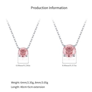 925 Sterling Silver Morganite Pink Rose Cut Necklace 80200525