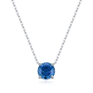 925 Sterling Silver Royal Blue Rose Cut Necklace 80200527