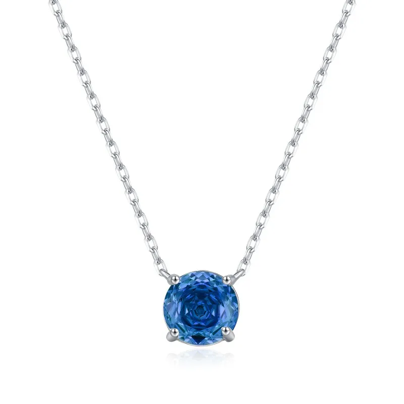 925 Sterling Silver Royal Blue Rose Cut Necklace 80200527