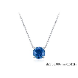 925 Sterling Silver Royal Blue Rose Cut Necklace 80200527