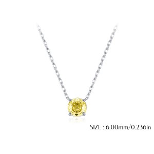 925 Sterling Silver Canary Yellow Rose Cut Necklace 80200528
