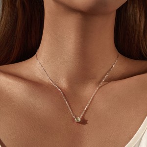 925 Sterling Silver Canary Yellow Rose Cut Necklace 80200528