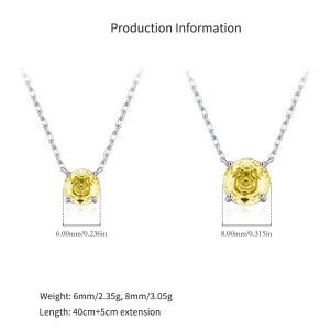 925 Sterling Silver Canary Yellow Rose Cut Necklace 80200528