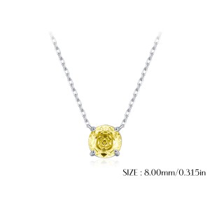 925 Sterling Silver Canary Yellow Rose Cut Necklace 80200528